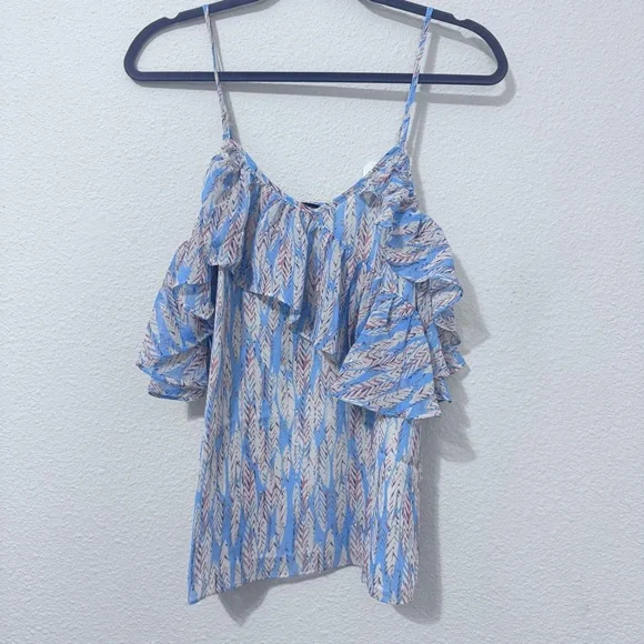 Miss Me blue Ruffle flowy strappy blouse -Size Medium NWT - Picture 6 of 7